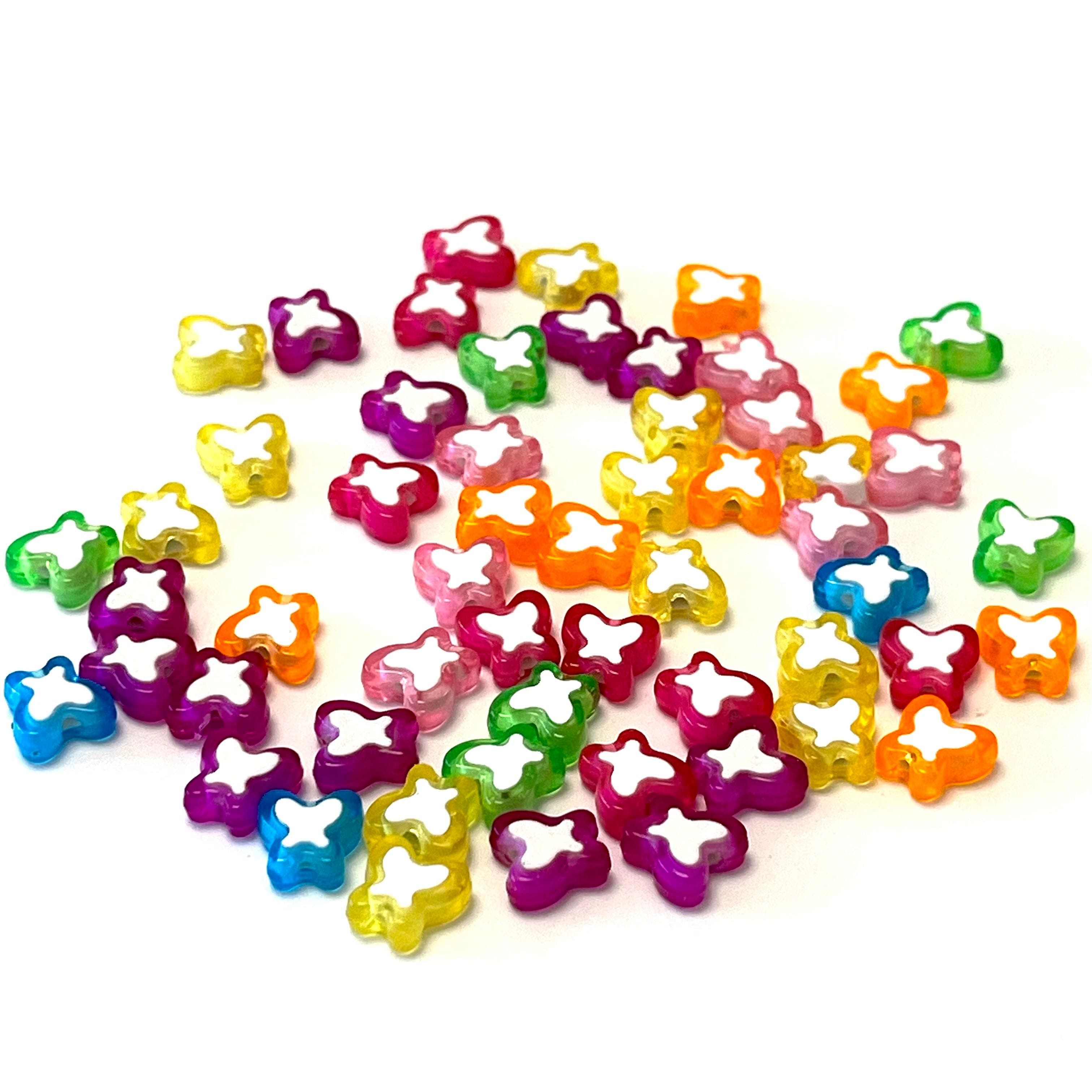 Acrylic Butterfly Beads, Assorted 50 Gr Pack, Approx 95 Beads