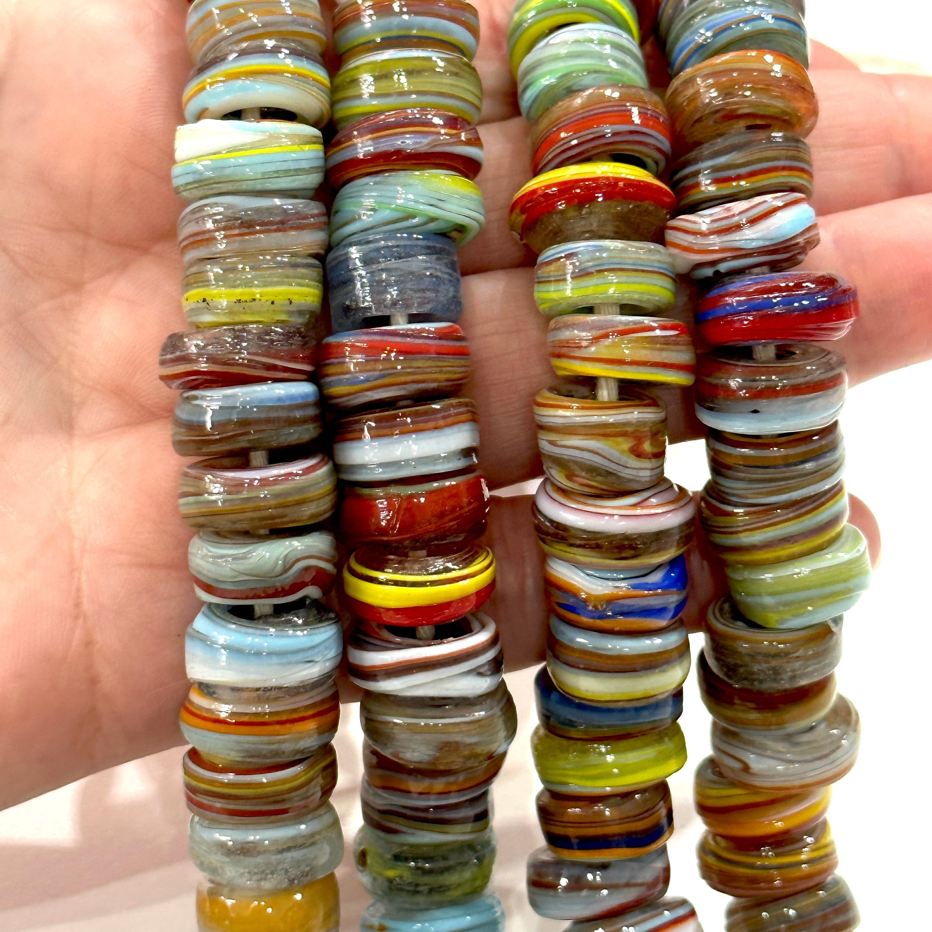 Traditional Turkish Artisan Handmade Round Glass Beads, Large Hole Glass  Beads, 25 Beads in a pack