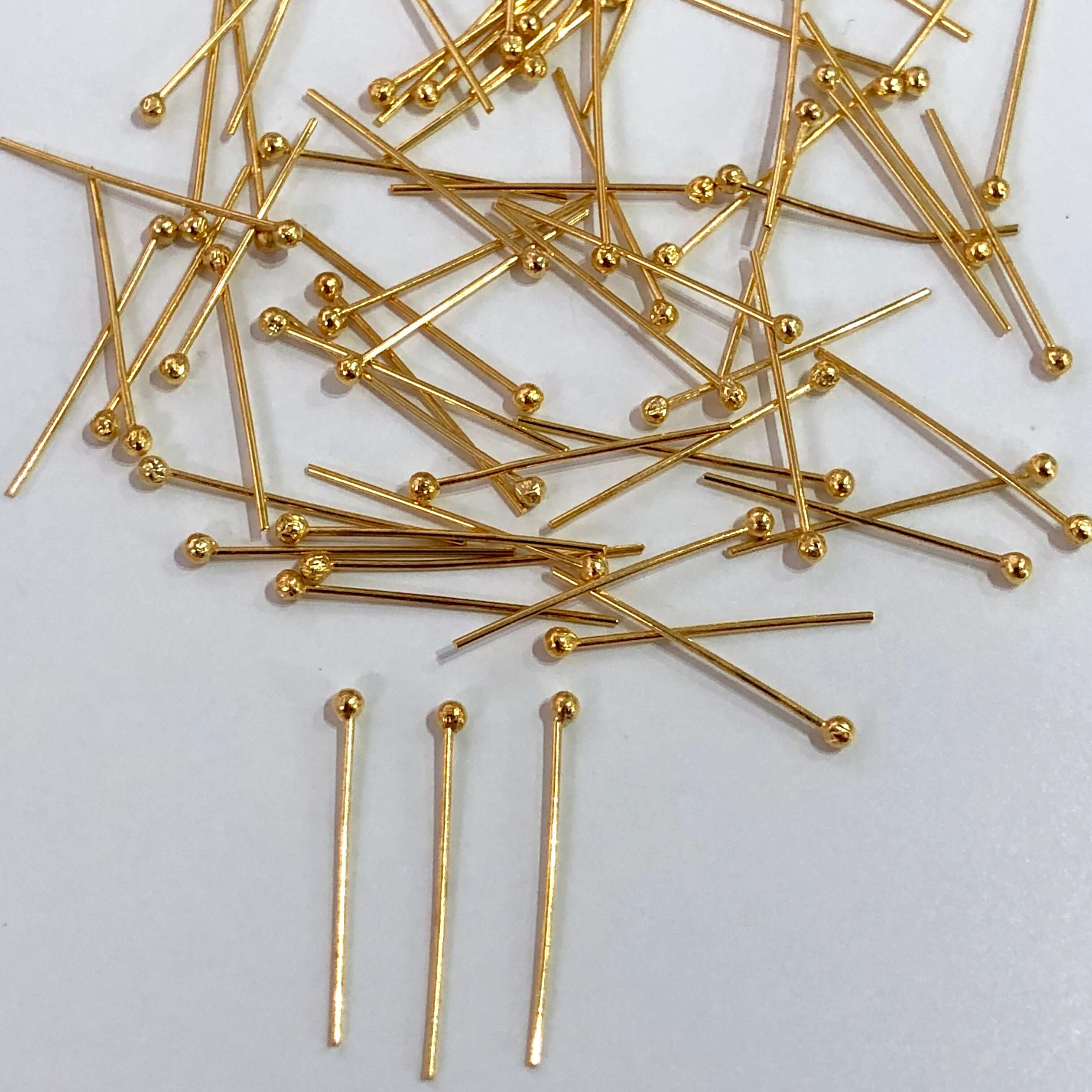 Gold Filled Head Pins 20mm wire thickness 0.5mm 24 Gauge with