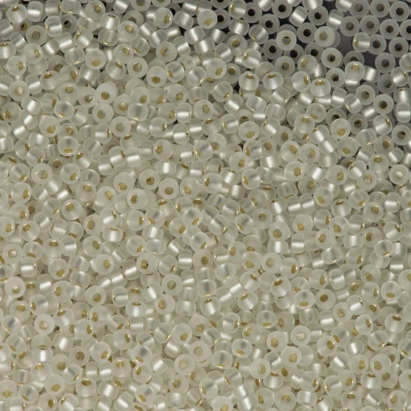 Miyuki Seed Beads 8/0 Matted Silver Lined Crystal, 0001F