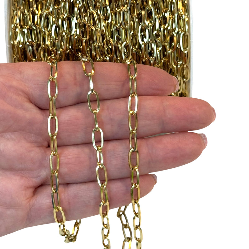 Waterproof Stainless Steel 24Kt Gold Filled Oval Link Chain - 10x5mm Open Links