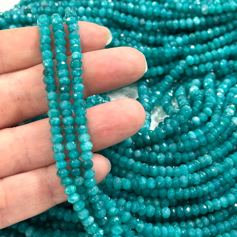 Aqua Jade 4mm Faceted Rondelle, Aqua Jade Beads,Gemstone Beads,Natural Gemstone