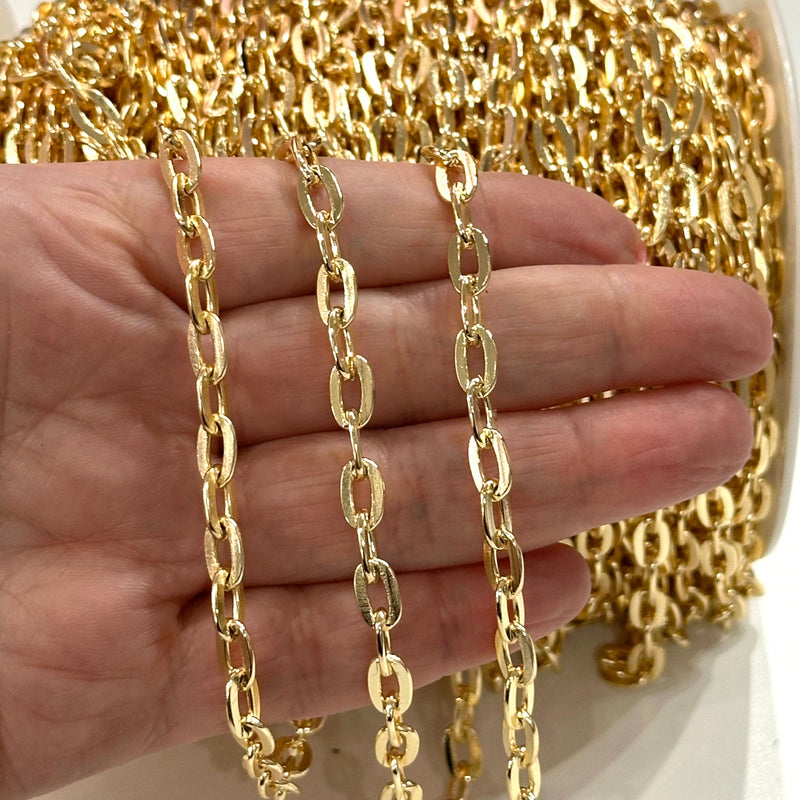 24Kt Gold Plated 9x5mm Open Link Chain, 1 Meter Gold Plated Link Chain