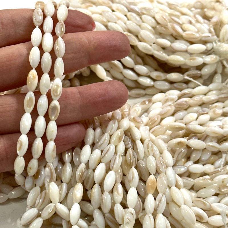 Natural Mother of Pearl Colored Rice Beads,15.5 Inches Strand