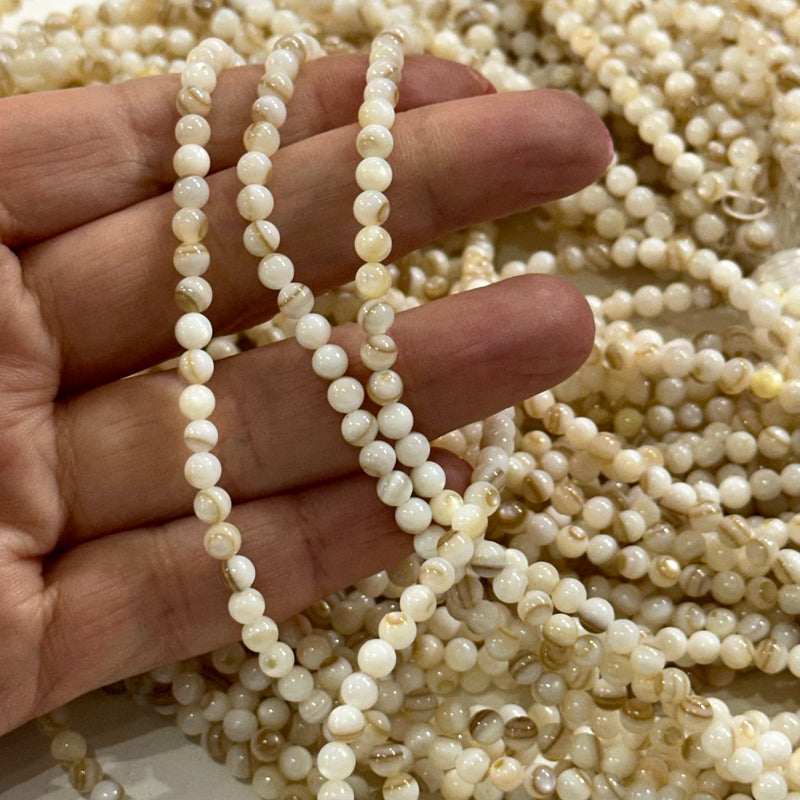4mm Mother of Pearl, MOP Natural Shell Beads