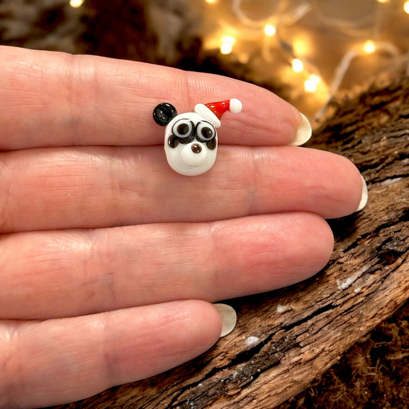 Charm Panda de Noël en verre de Murano fait à la main