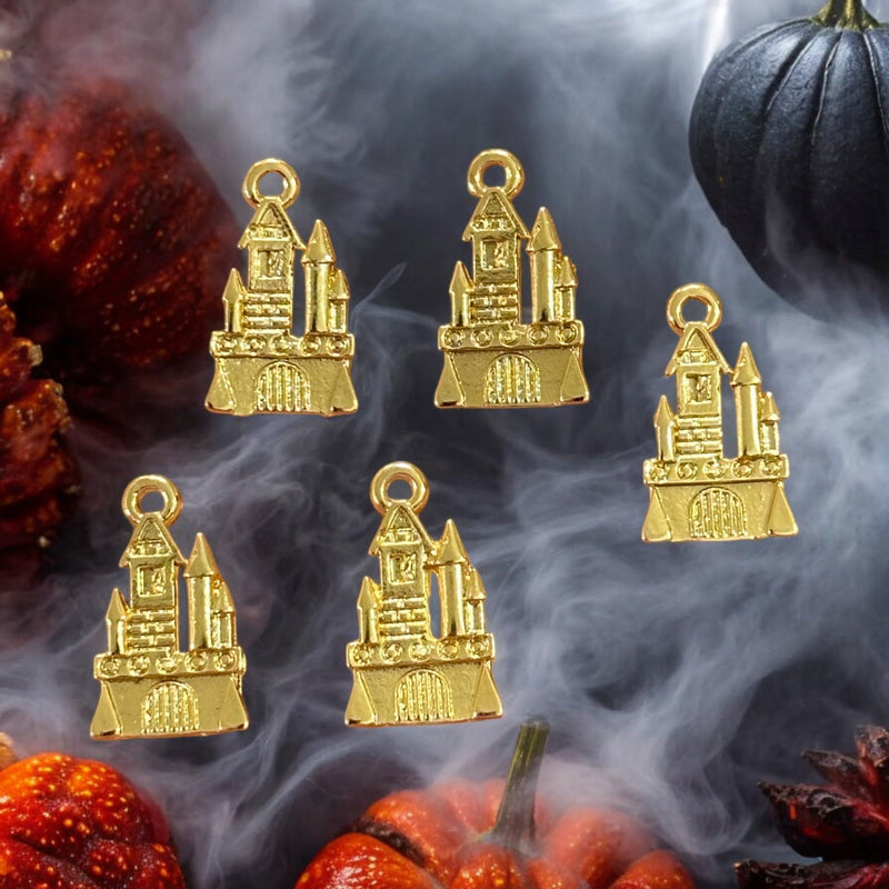 24Kt Gold Plated Halloween Ghost Castle Charms, Halloween Collection, 5 pcs in a pack