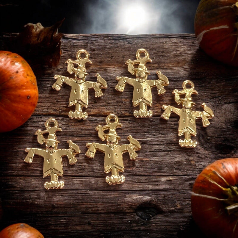 24Kt Gold Plated Scarecrow Charms, Halloween Collection, 5 pcs in a pack