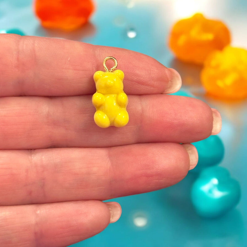 Hand Made Murano Glass Jelly Bear Charm, Murano Bear Pendant, Gummy Bear Earring Charm