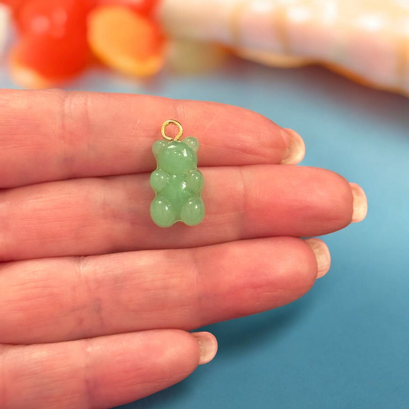 Hand Made Murano Glass Jelly Bear Charm, Murano Bear Pendant, Gummy Bear Earring Charm