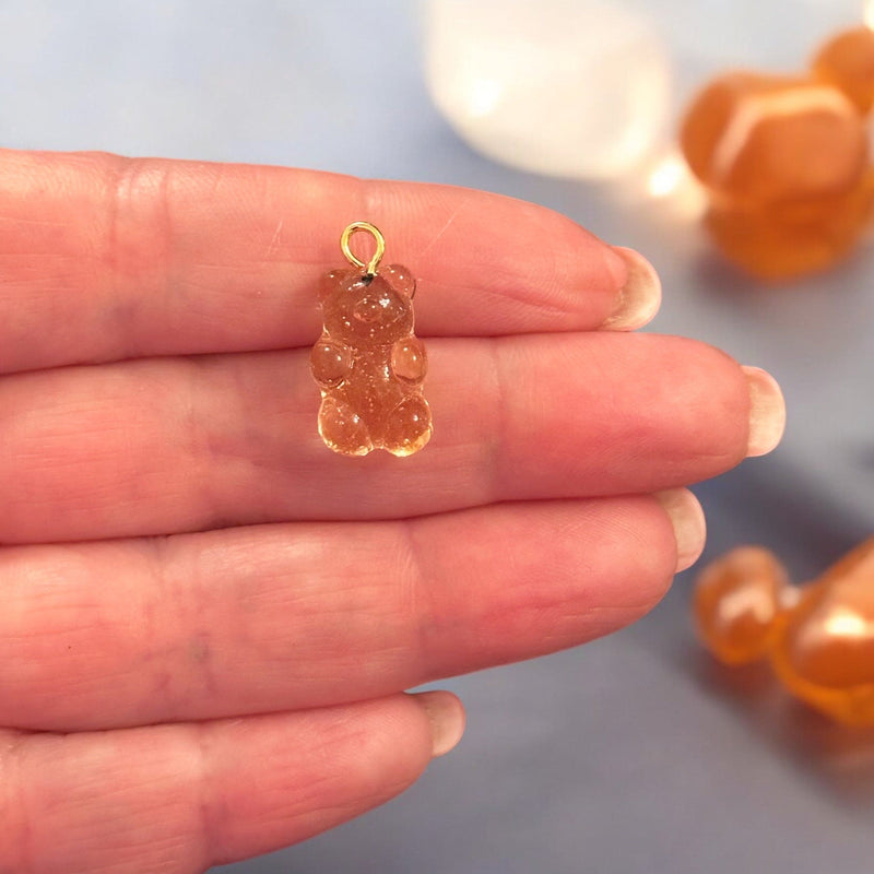 Hand Made Murano Glass Jelly Bear Charm, Murano Bear Pendant, Gummy Bear Earring Charm