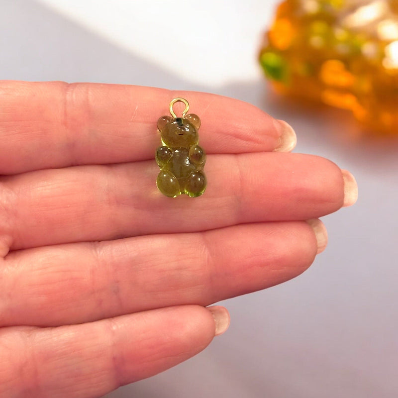 Hand Made Murano Glass Jelly Bear Charm, Murano Bear Pendant, Gummy Bear Earring Charm