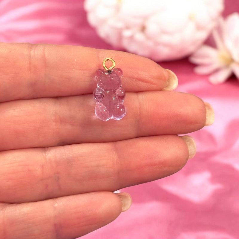 Hand Made Murano Glass Jelly Bear Charm, Murano Bear Pendant, Gummy Bear Earring Charm