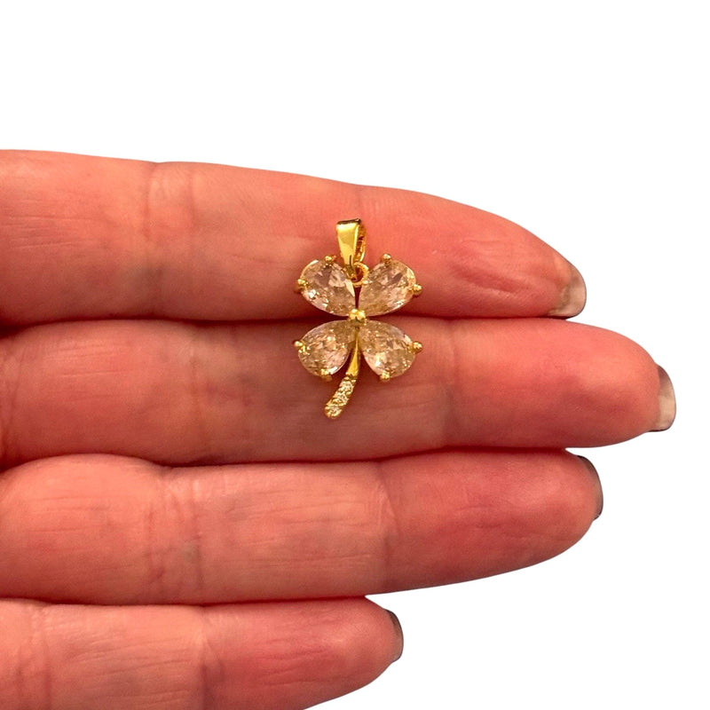 24Kt Gold Plated Stainless Steel  Flower Charm With Bail