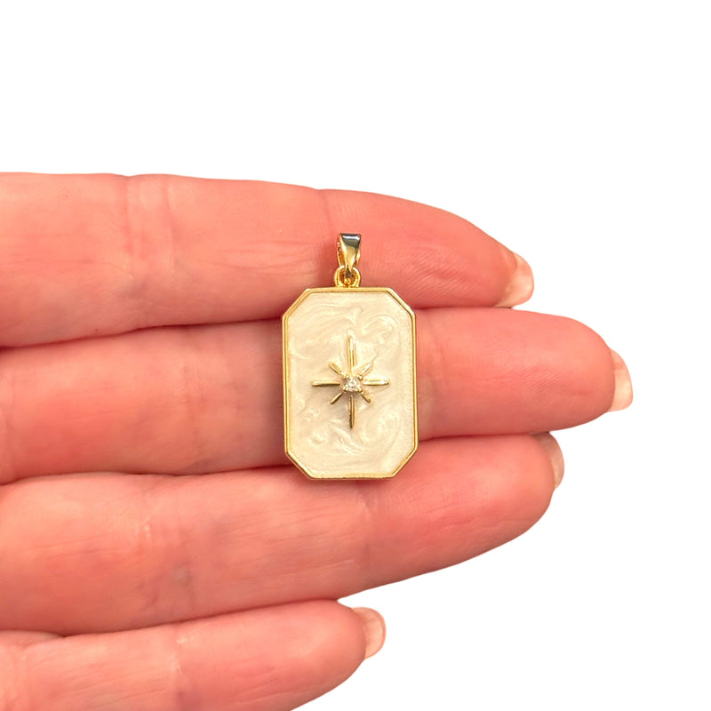 CZ Ivory Starburst Pendant Waterproof 24Kt Gold Plated Stainless Steel CZ Pendant With Attached Bail (Copy)