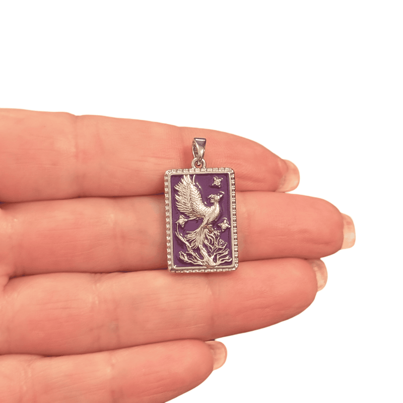 The Phoenix Tarot Pendant Waterproof Stainless Steel CZ Pendant With Attached Bail