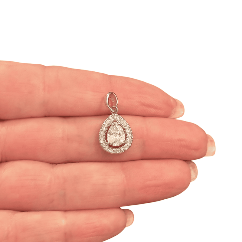 The Radiant Teardrop Pendant Waterproof Stainless Steel CZ Pendant With Attached Bail