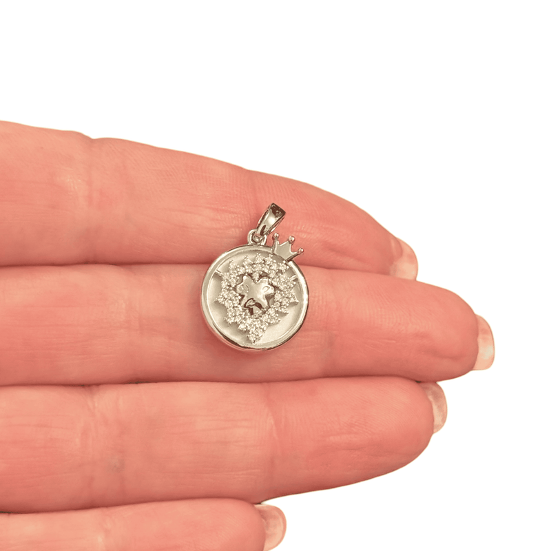 The Crowned Star Pendant Waterproof Stainless Steel CZ Pendant With Attached Bail