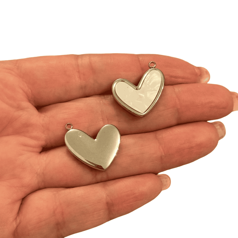 Waterproof Stainless Steel Mother of Pearl Heart Charm