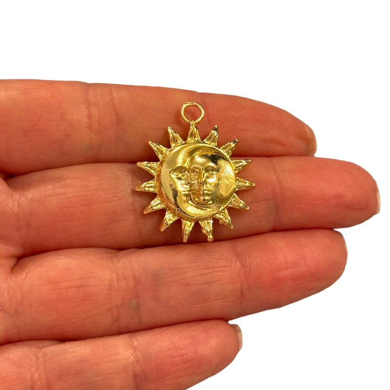 24Kt Gold Plated Sun & Moon Pendant – Celestial Astrology Charm