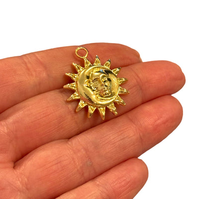 24Kt Gold Plated Sun & Moon Pendant – Celestial Astrology Charm