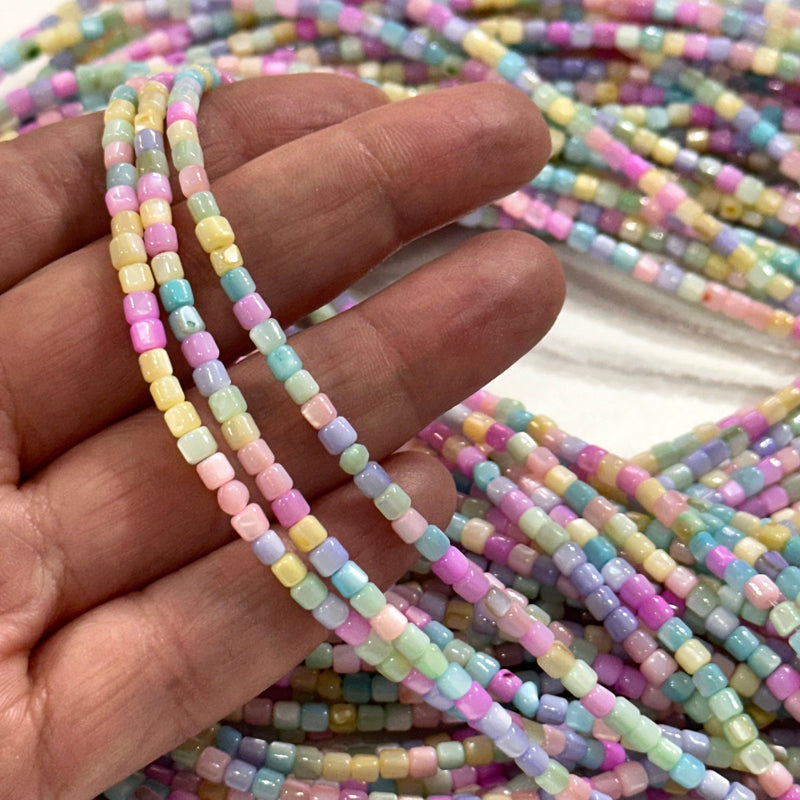 Natural Mother of Pearl Colored Cylinder Beads,15.5 Inches Strand