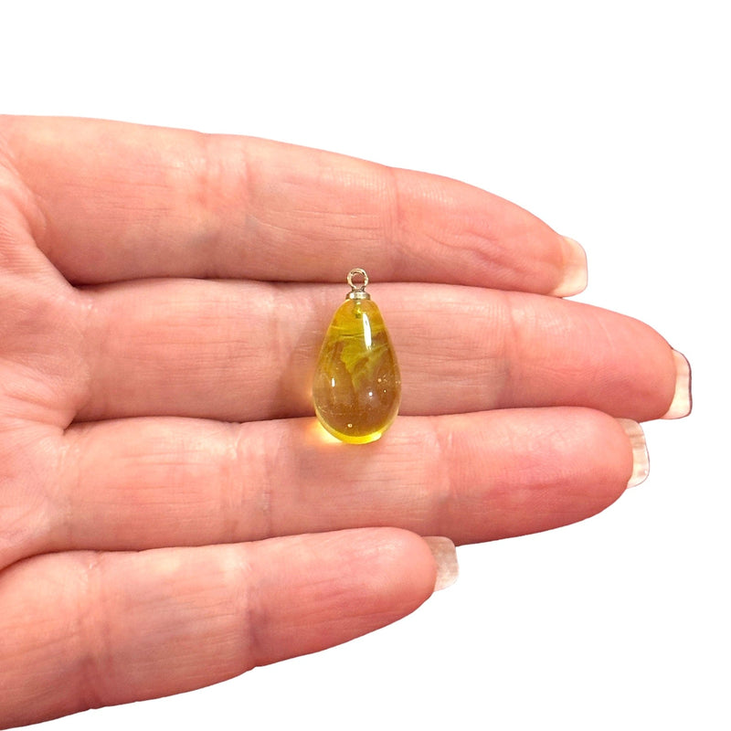 Hand Made Murano Glass Drop Charm With 24Kt Gold Plated Pin