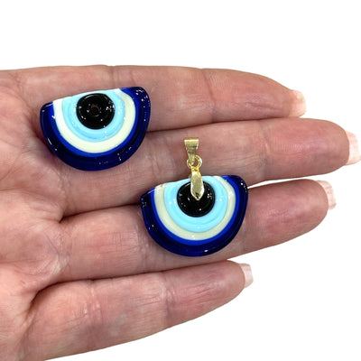 Hand Made Murano Glass Eye Pendant, With Gold Plated Bail