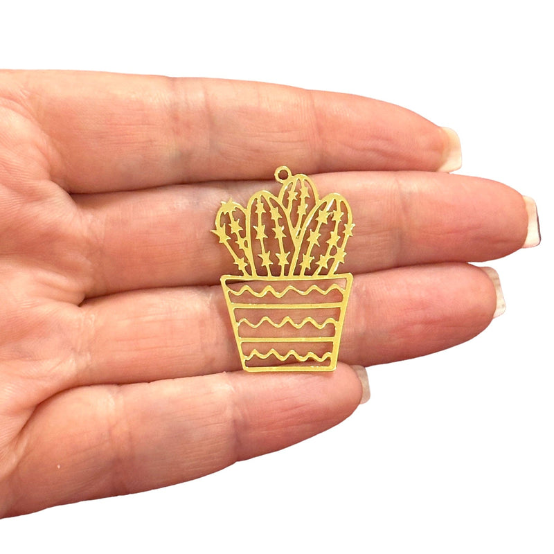 24Kt Gold Plated Cactus Charm,Laser Cut Cactus Charm