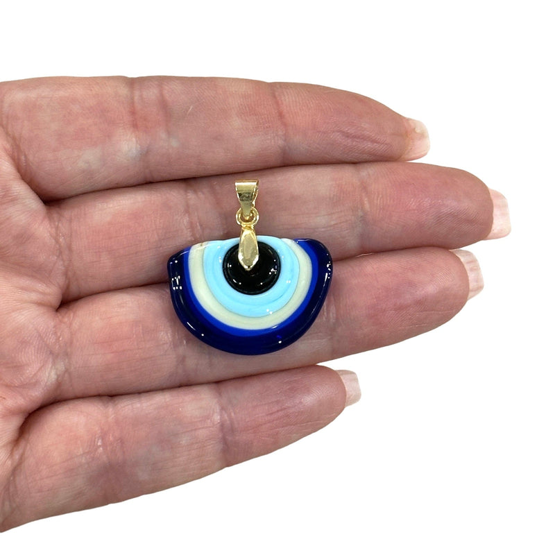 Hand Made Murano Glass Eye Pendant, With Gold Plated Bail