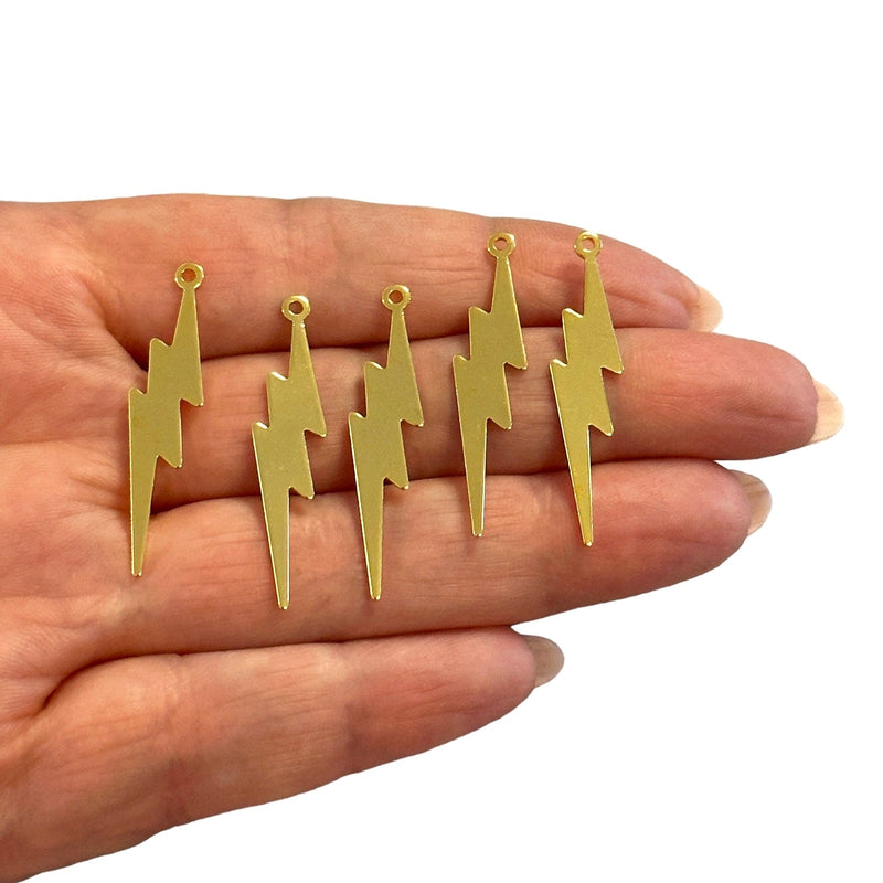 24Kt Gold Plated Lightning Strike Charms, 5 pcs in a pack