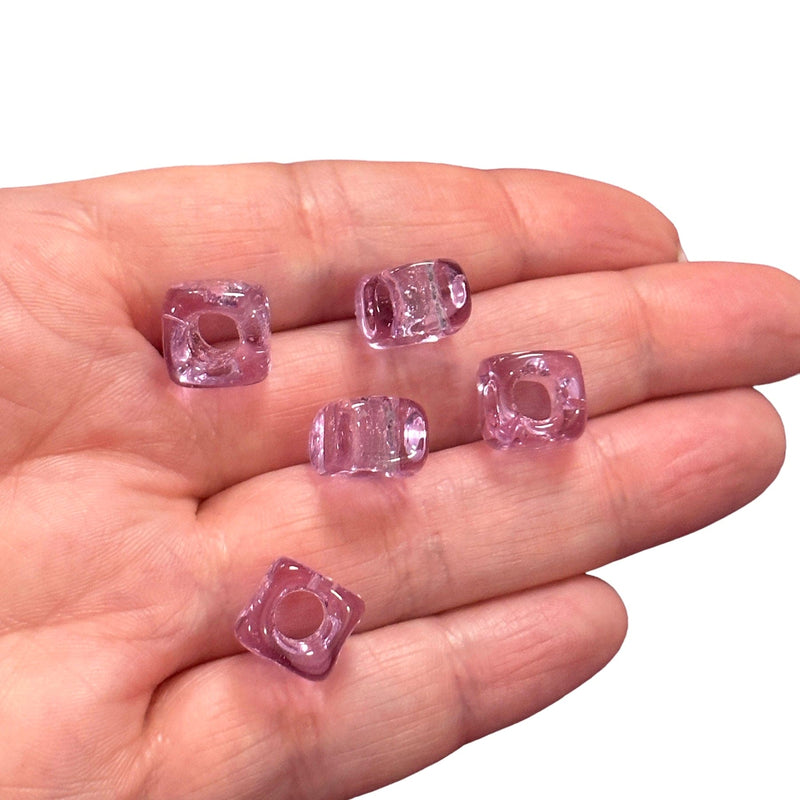 Hand Made Murano Glass Square Beads With 5mm Holes, 5 pcs in a pack