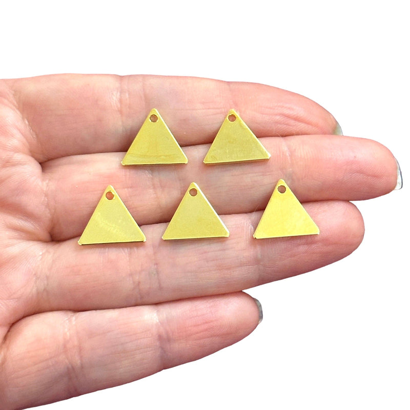 24Kt Gold Plated 13.5mm Triangle Tag Charms, Gold Triangle Tag Charms, 5 pcs in a pack