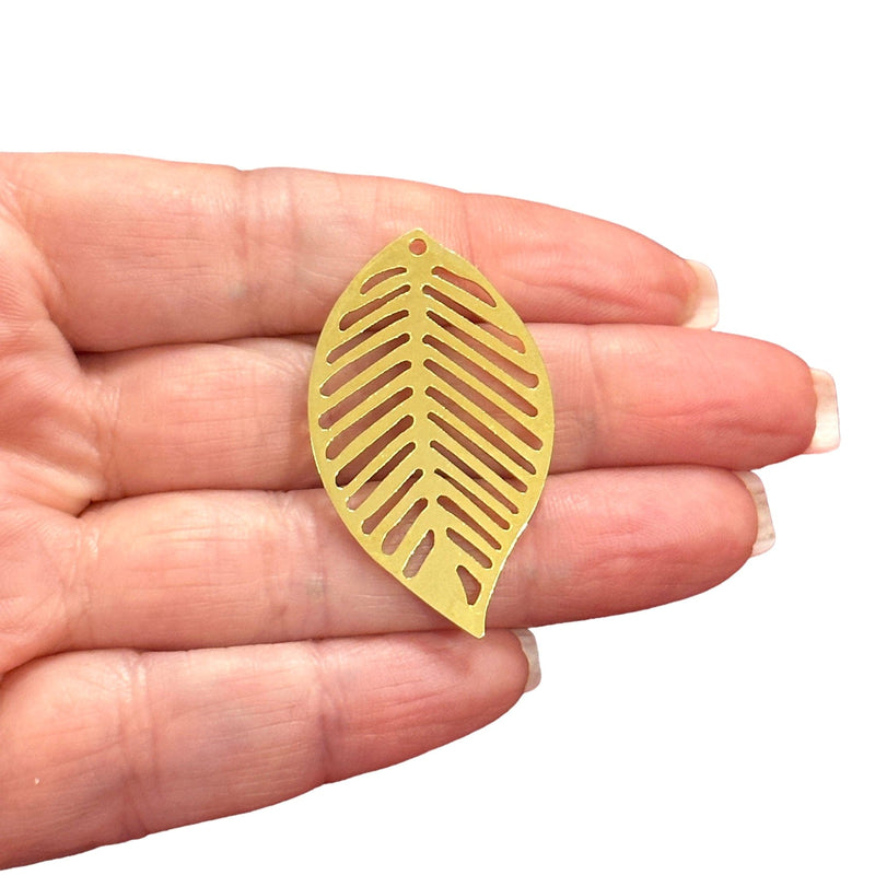 24Kt Gold Plated Leaf Charm, Laser Cut Leaf Charm