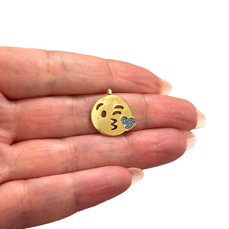 24Kt Gold Plated CZ Micro Pave Emoji Charm