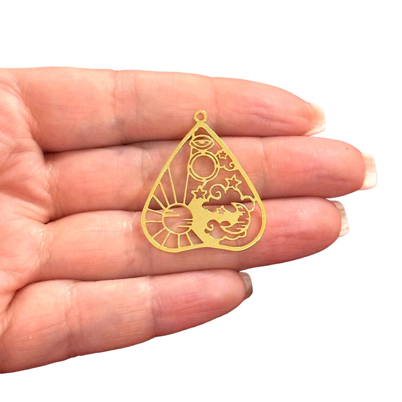 24Kt Gold Plated Heart Celestial Charm,Laser Cut Heart Celestial Charm