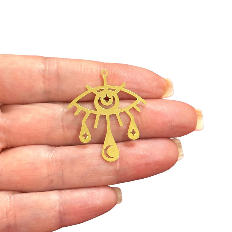 24Kt Gold Plated Eye Charm, Laser Cut Eye  Charm