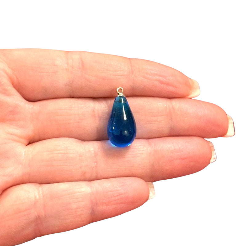 Hand Made Murano Glass Drop Charm With 24Kt Gold Plated Pin