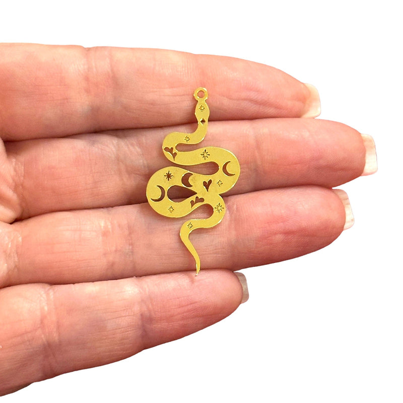 24Kt Gold Plated Snake Charm,Laser Cut Snake Charm