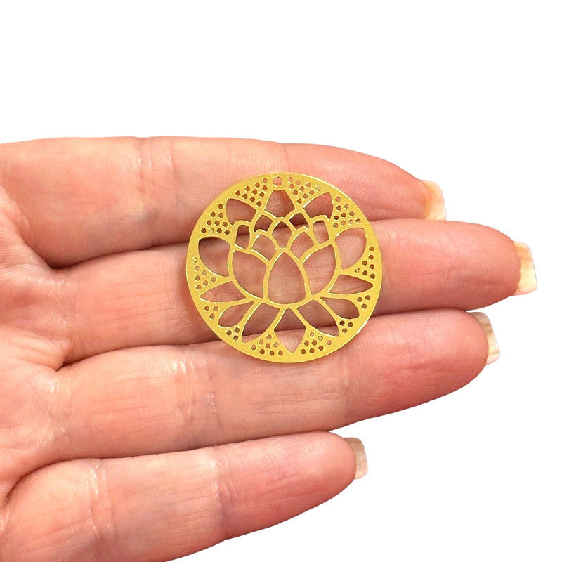 24Kt Gold Plated Lotus Charm, Laser Cut Lotus Charm