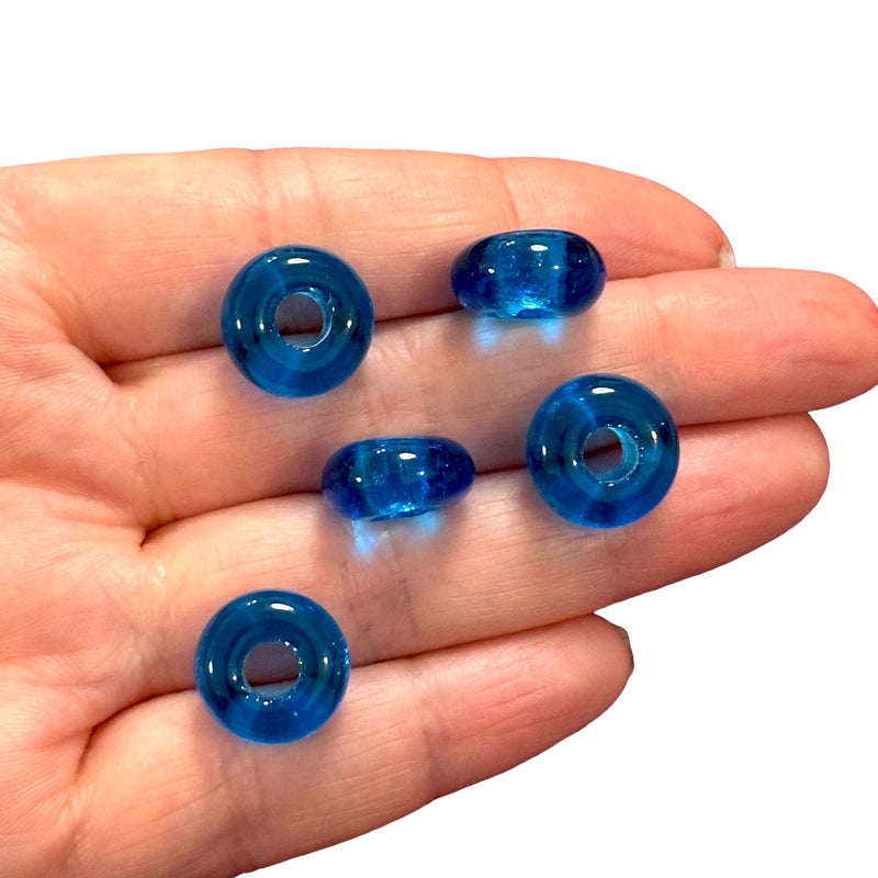 Hand Made Murano Glass Rondelle Beads With 5mm Holes, 5 pcs in a pack