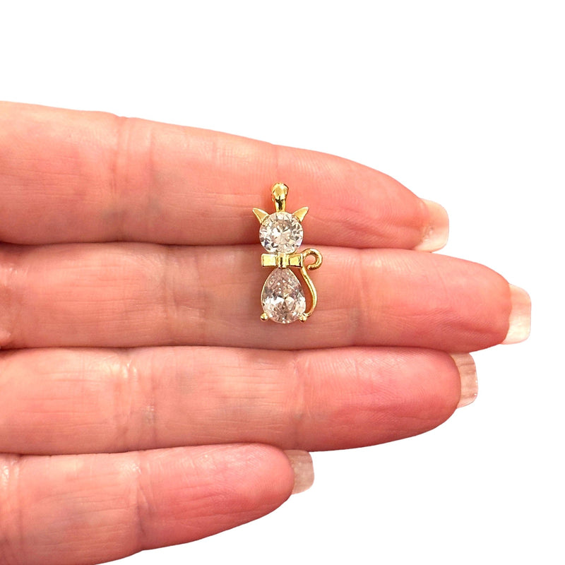 24Kt Gold Plated CZ Cat Charm