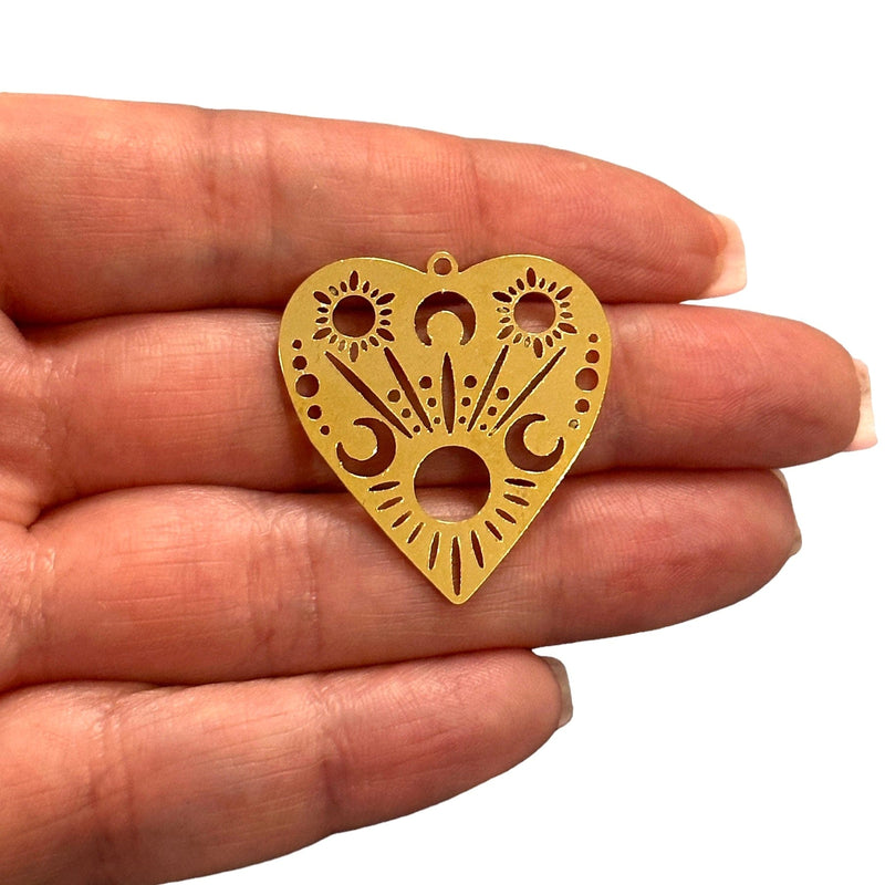 24Kt Gold Plated Heart Charm, Laser Cut Heart Charm