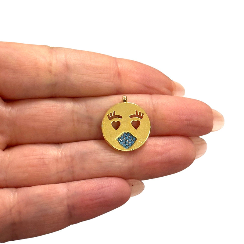 24 Karat vergoldeter CZ Micro Pave Emoji-Charm