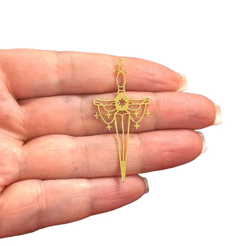 24Kt Gold Plated Sword Charm,Laser Cut Sword Charm