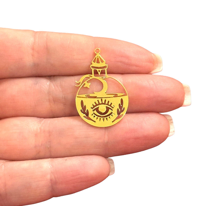 24Kt Gold Plated Light House Eye Charm, Laser Cut Light House Eye Charm