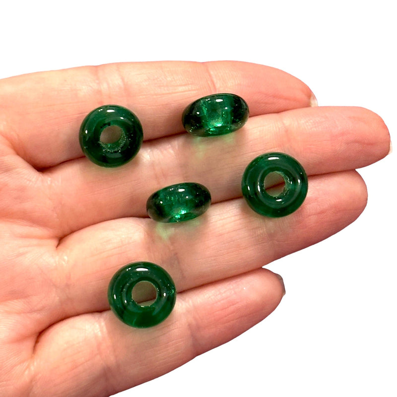 Hand Made Murano Glass Rondelle Beads With 5mm Holes, 5 pcs in a pack