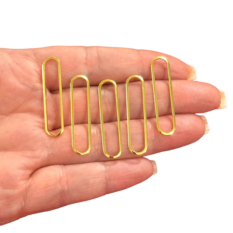 24Kt Gold Plated  Oval Link Charms, Oval Connector Charms, 5 pcs in a pack