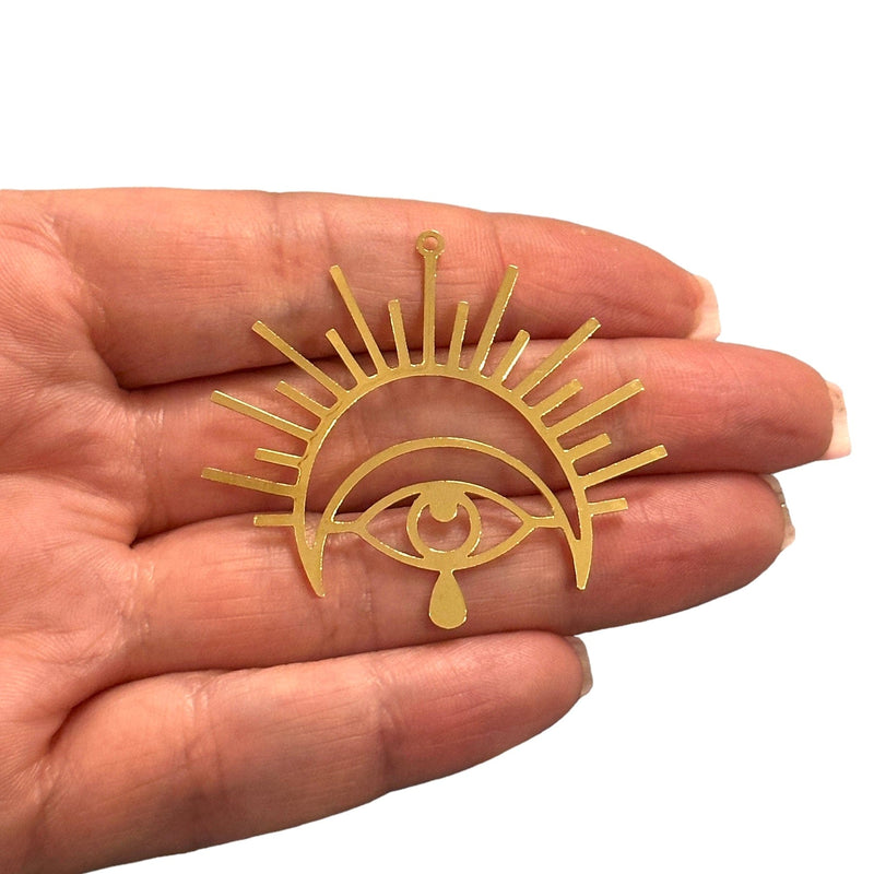 24Kt Gold Plated Sun,Crescent Eye and Teardrop Charm, Laser Cut Sun,Crescent Eye and Teardrop Charm