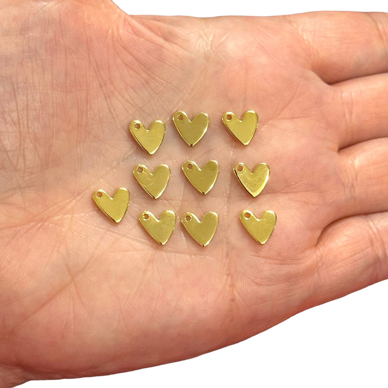 24Kt Gold Plated  Heart Charms, 10 pcs in a pack